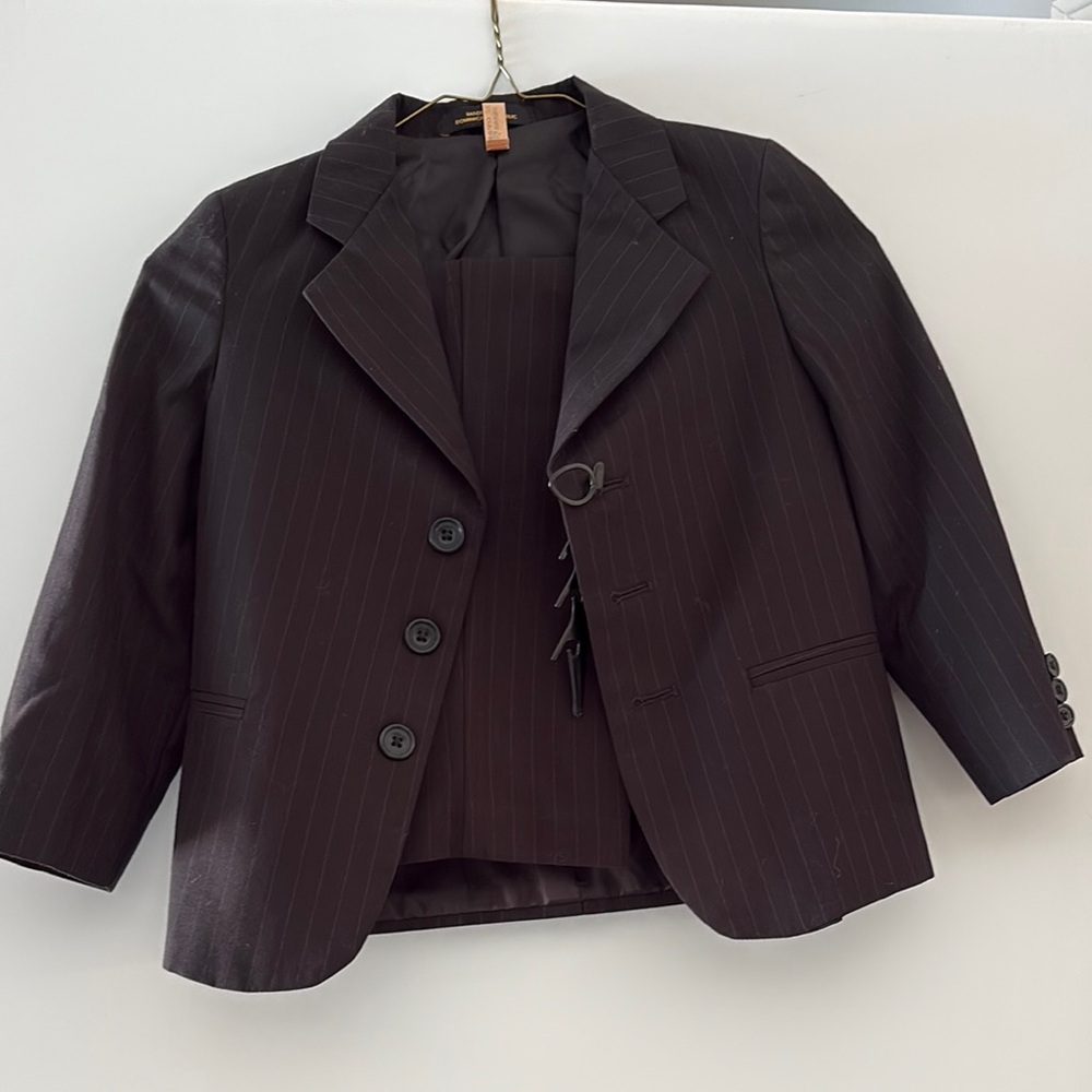 Black Pinstripe Blazer with Button Details